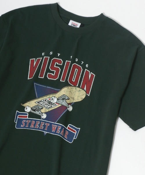 VISION STREET WEAR(ヴィジョンストリートウェア)の「VISION STREET WEAR/ヴィジョンストリートウエア スケボー ヴィンテージプリント ワンポイント刺繍Tシャツ(Tシャツ/カットソー・メンズ・ホワイト/グリーン/マスタード/ホワイト系その他/グレー系その他/グリーン系その他/ブルー系その他/チャコール/ホワイト系その他2・LL/M/L)」の6枚目の写真