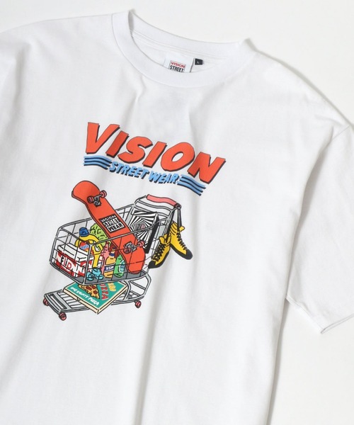 VISION STREET WEAR(ヴィジョンストリートウェア)の「VISION STREET WEAR/ヴィジョンストリートウエア スケボー ヴィンテージプリント ワンポイント刺繍Tシャツ(Tシャツ/カットソー・メンズ・ホワイト/グリーン/マスタード/ホワイト系その他/グレー系その他/グリーン系その他/ブルー系その他/チャコール/ホワイト系その他2・LL/M/L)」の3枚目の写真