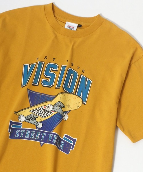 VISION STREET WEAR(ヴィジョンストリートウェア)の「VISION STREET WEAR/ヴィジョンストリートウエア スケボー ヴィンテージプリント ワンポイント刺繍Tシャツ(Tシャツ/カットソー・メンズ・ホワイト/グリーン/マスタード/ホワイト系その他/グレー系その他/グリーン系その他/ブルー系その他/チャコール/ホワイト系その他2・LL/M/L)」の9枚目の写真