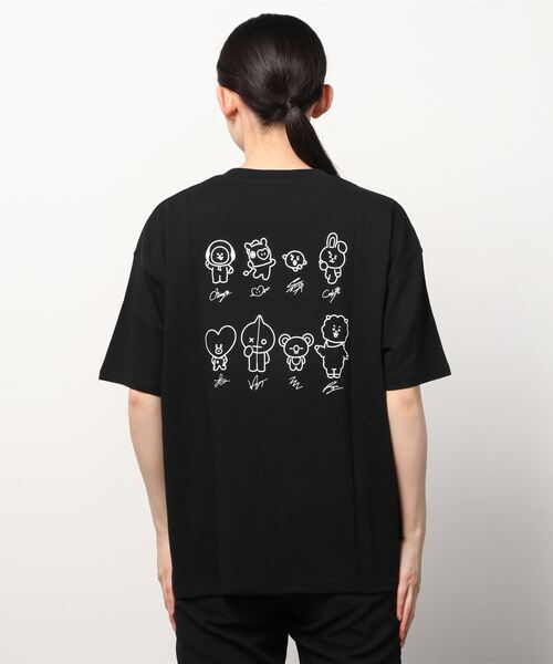 BT21(ビーティーイシビル)の「BT21 モノクロキャラクタープリントビッグシルエットTシャツ(Tシャツ/カットソー・レディース・ホワイト/ブラック/ホワイト系その他/ブラック系その他・M)」の7枚目の写真