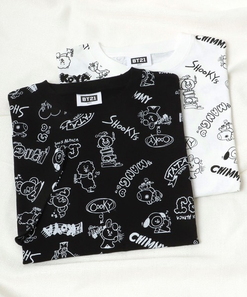 BT21(ビーティーイシビル)の「BT21 モノクロキャラクタープリントビッグシルエットTシャツ(Tシャツ/カットソー・レディース・ホワイト/ブラック/ホワイト系その他/ブラック系その他・M)」の4枚目の写真