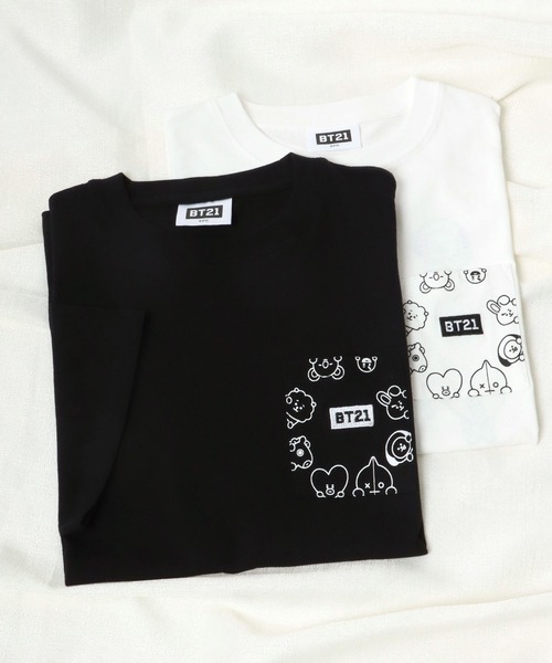 BT21(ビーティーイシビル)の「BT21 モノクロキャラクタープリントビッグシルエットTシャツ(Tシャツ/カットソー・レディース・ホワイト/ブラック/ホワイト系その他/ブラック系その他・M)」の3枚目の写真