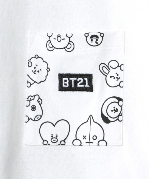 BT21(ビーティーイシビル)の「BT21 モノクロキャラクタープリントビッグシルエットTシャツ(Tシャツ/カットソー・レディース・ホワイト/ブラック/ホワイト系その他/ブラック系その他・M)」の11枚目の写真