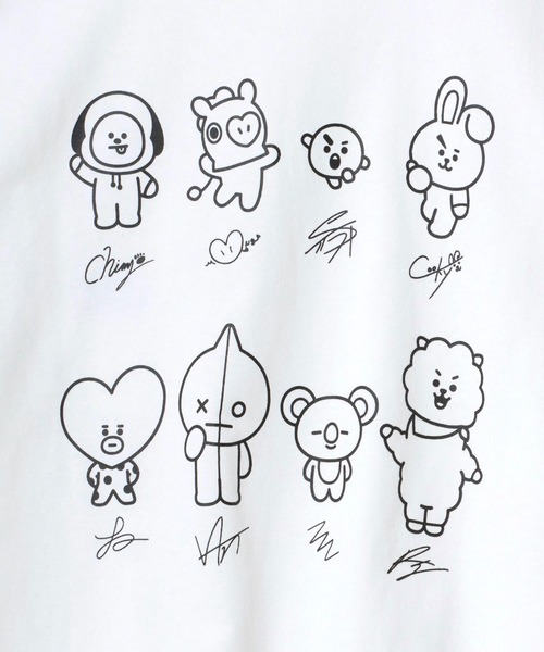 BT21(ビーティーイシビル)の「BT21 モノクロキャラクタープリントビッグシルエットTシャツ(Tシャツ/カットソー・レディース・ホワイト/ブラック/ホワイト系その他/ブラック系その他・M)」の13枚目の写真