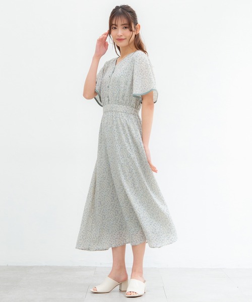 Honeys（ハニーズ）の「配色Ｖネックワンピース（ワンピース・レディース・ブルー系その他/グリーン系その他/ブルー系その他2/ブラック系その他・M/LL/S/L）」の5枚目の写真