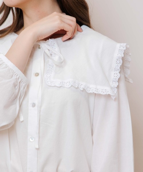 セール】フリルカラーブラウス（シャツ/ブラウス）｜flower（フラワー