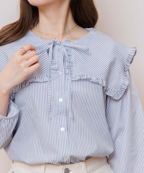 ◎新品【OUR】フリルカラーブラウス セール】フリルカラーブラウス（シャツ/ブラウス）｜flower（フラワー