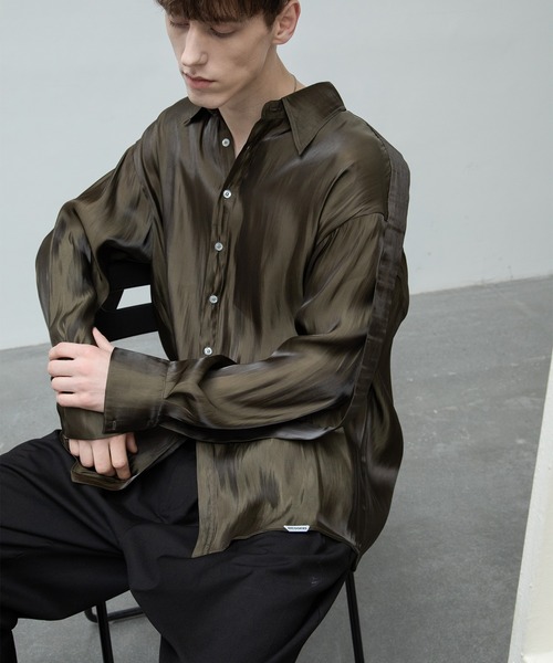 ユニセックス Ekcookies Ekcookies イーケークッキーズ のファッション Store 光沢アクセント スリーブルーズシャツ ユニセックス Ekcookies Ekcookies イーケークッキーズ のファッション Store 光沢アクセント スリーブルーズシャツ