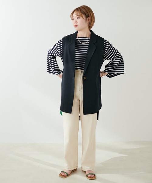 natural couture（ナチュラルクチュール）の「普段のコーデにこなれ感をプラス リネンライクサイドオープンベスト（ベスト・レディース・ベージュ/アイボリー/ブラック・FREE）」の8枚目の写真