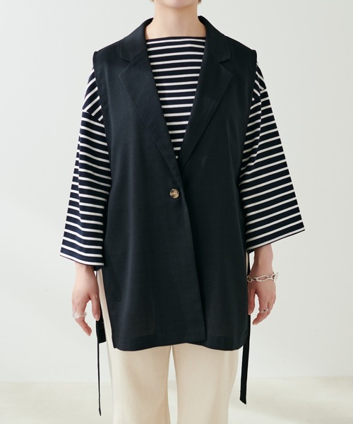 natural couture（ナチュラルクチュール）の「普段のコーデにこなれ感をプラス リネンライクサイドオープンベスト（ベスト・レディース・ベージュ/アイボリー/ブラック・FREE）」の16枚目の写真