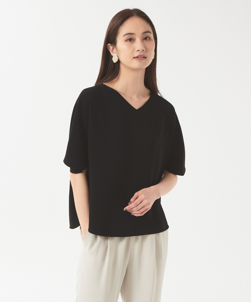 qualite（カリテ）の「【セットアップ対応】ダブルクロス2WAYブラウス（シャツ/ブラウス・レディース・グレイッシュベージュ/ブラック/オフホワイト・36/38）」の2枚目の写真