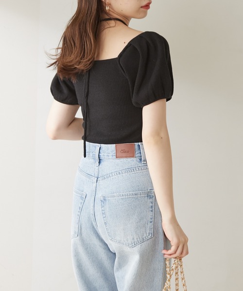 Chico（チコ）の「ホルターリボン付きパフチビニット（ニット/セーター・レディース・ホワイト/ミント/ブラック/ピンク・FREE）」の12枚目の写真