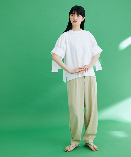 ADAM ET ROPE'（アダムエロペ）の「【サステナブル】フレアカフスコンビプルオーバー（Tシャツ/カットソー・レディース・ホワイト/ブラック/ブルー/ピンク・FREE）」の10枚目の写真