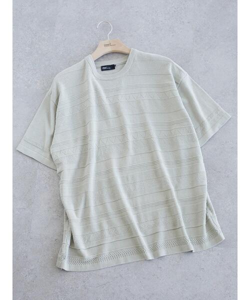 CRAFT STANDARD BOUTIQUE(クラフトスタンダードブティック)の「ニットTEE *(ニット/セーター・メンズ・ブラック/ライトグレー・LL/M/L)」の4枚目の写真