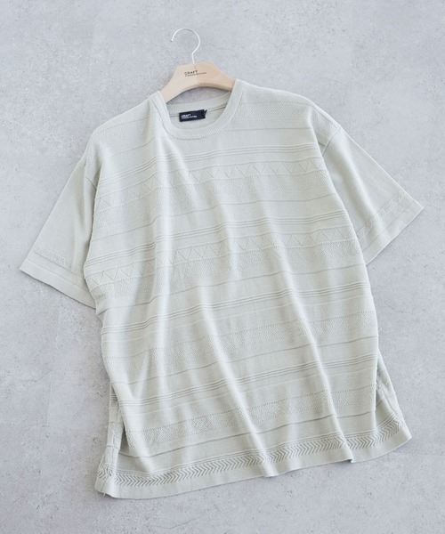 CRAFT STANDARD BOUTIQUE(クラフトスタンダードブティック)の「ニットTEE *(ニット/セーター・メンズ・ブラック/ライトグレー・LL/M/L)」の2枚目の写真