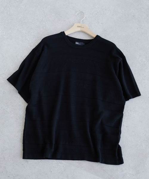 CRAFT STANDARD BOUTIQUE(クラフトスタンダードブティック)の「ニットTEE *(ニット/セーター・メンズ・ブラック/ライトグレー・LL/M/L)」の1枚目の写真