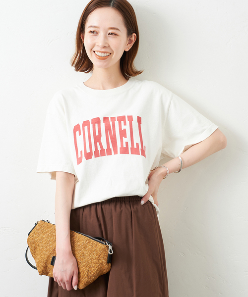 JOURNAL STANDARD（ジャーナルスタンダード）の「カレッジロゴTシャツ（Tシャツ/カットソー・レディース・ホワイト/ネイビー/グリーン・FREE）」の2枚目の写真