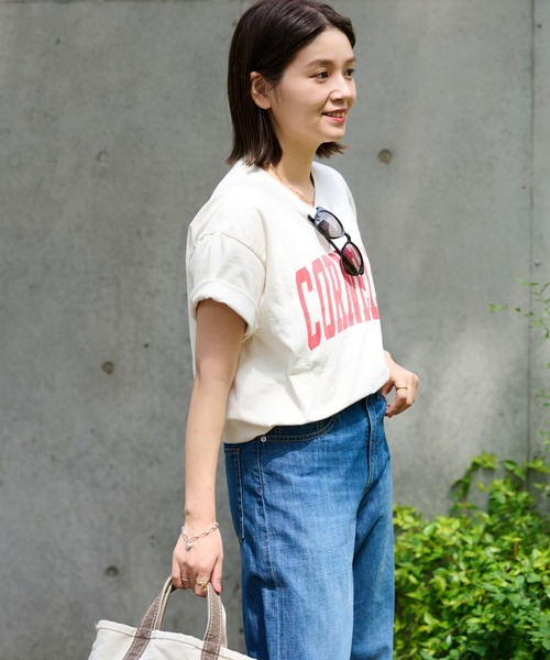 JOURNAL STANDARD（ジャーナルスタンダード）の「カレッジロゴTシャツ（Tシャツ/カットソー・レディース・ホワイト/ネイビー/グリーン・FREE）」の4枚目の写真