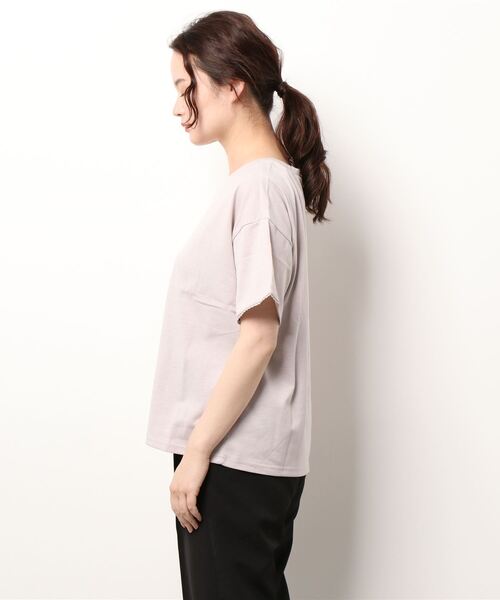 axes femme(アクシーズファム)の「ラメ刺繍ロゴTシャツ(Tシャツ/カットソー・レディース・キナリ/チャコール/グレイッシュベージュ/ブルー・FREE)」の5枚目の写真
