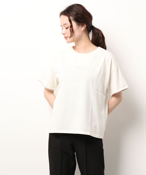 axes femme(アクシーズファム)の「ラメ刺繍ロゴTシャツ(Tシャツ/カットソー・レディース・キナリ/チャコール/グレイッシュベージュ/ブルー・FREE)」の7枚目の写真