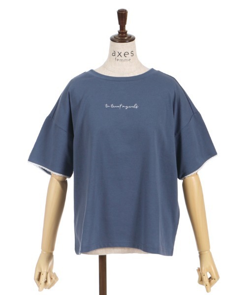 axes femme(アクシーズファム)の「ラメ刺繍ロゴTシャツ(Tシャツ/カットソー・レディース・キナリ/チャコール/グレイッシュベージュ/ブルー・FREE)」の19枚目の写真