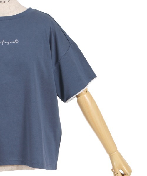 axes femme(アクシーズファム)の「ラメ刺繍ロゴTシャツ(Tシャツ/カットソー・レディース・キナリ/チャコール/グレイッシュベージュ/ブルー・FREE)」の10枚目の写真
