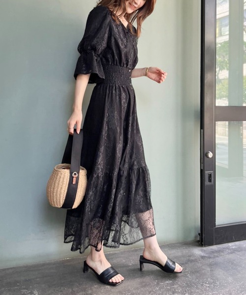 one after another NICE CLAUP(ワンアフターアナザーナイスクラップ)の「結婚式や大切なシーンにもおすすめ WEB限定ロングワンピ―ス(ワンピース・レディース・ブラック/ホワイト系その他/アイボリー/カーキ・FREE)」の4枚目の写真