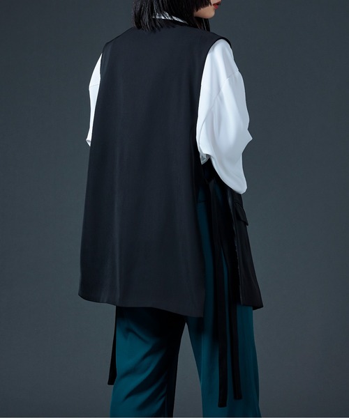 Ellno Loset（エルノロゼット）の「ポリトロノーカラージレ/セットアップ対応（ベスト・メンズ・ブラック/ライトグリーン・MEDIUM/LARGE）」の8枚目の写真