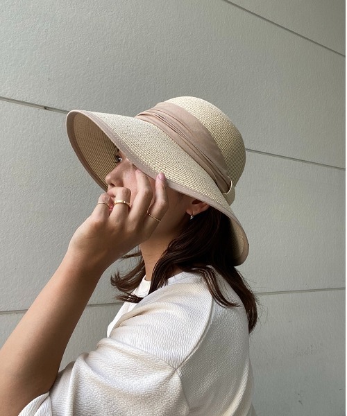 AMAIL（アマイル）の「Mature tape hat（ハット・レディース・ブラック/サックスブルー/ベージュ・FREE）」の3枚目の写真