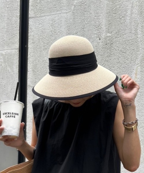 AMAIL（アマイル）の「Mature tape hat（ハット・レディース・ブラック/サックスブルー/ベージュ・FREE）」の2枚目の写真