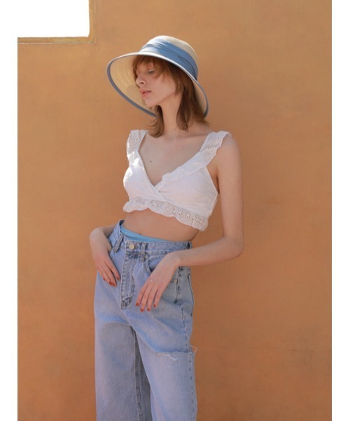 AMAIL（アマイル）の「Mature tape hat（ハット・レディース・ブラック/サックスブルー/ベージュ・FREE）」の7枚目の写真