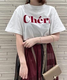un dix cors | トレンドライクなロゴプリント　CheriフロッキーTシャツ(Tシャツ/カットソー)
