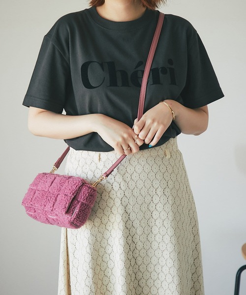 un dix cors（アンディコール）の「トレンドライクなロゴプリント　CheriフロッキーTシャツ（Tシャツ/カットソー・レディース・ホワイト/チャコールグレー/ホワイト系その他・FREE）」の3枚目の写真