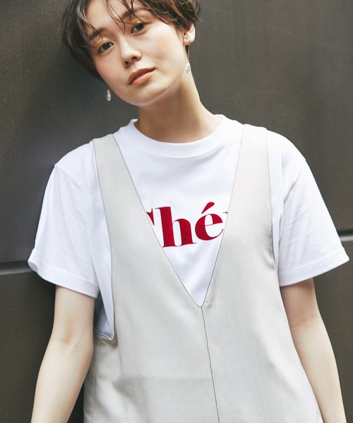 un dix cors（アンディコール）の「トレンドライクなロゴプリント　CheriフロッキーTシャツ（Tシャツ/カットソー・レディース・ホワイト/チャコールグレー/ホワイト系その他・FREE）」の11枚目の写真