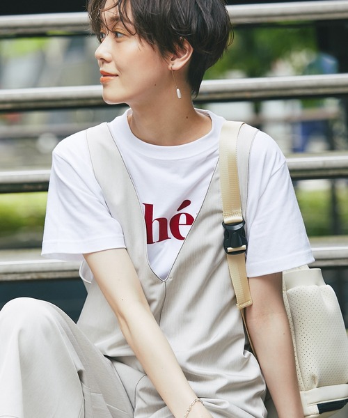 un dix cors（アンディコール）の「トレンドライクなロゴプリント　CheriフロッキーTシャツ（Tシャツ/カットソー・レディース・ホワイト/チャコールグレー/ホワイト系その他・FREE）」の10枚目の写真