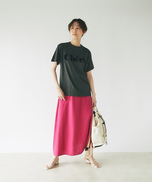 un dix cors（アンディコール）の「トレンドライクなロゴプリント　CheriフロッキーTシャツ（Tシャツ/カットソー・レディース・ホワイト/チャコールグレー/ホワイト系その他・FREE）」の9枚目の写真