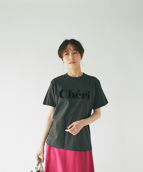 un dix cors（アンディコール）の「トレンドライクなロゴプリント　CheriフロッキーTシャツ（Tシャツ/カットソー・レディース・ホワイト/チャコールグレー/ホワイト系その他・FREE）」の8枚目の写真
