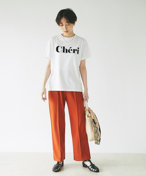 un dix cors（アンディコール）の「トレンドライクなロゴプリント　CheriフロッキーTシャツ（Tシャツ/カットソー・レディース・ホワイト/チャコールグレー/ホワイト系その他・FREE）」の7枚目の写真