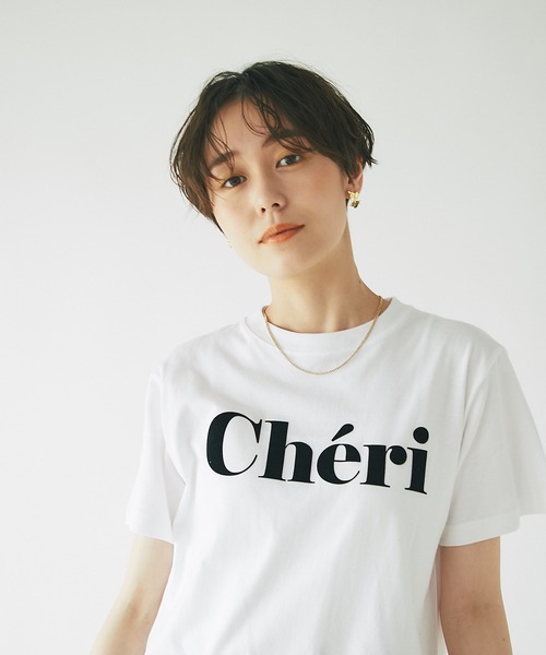 un dix cors（アンディコール）の「トレンドライクなロゴプリント　CheriフロッキーTシャツ（Tシャツ/カットソー・レディース・ホワイト/チャコールグレー/ホワイト系その他・FREE）」の6枚目の写真