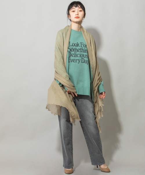 Munich（ミューニック）の「ウールガーゼストール（ストール/ショール・レディース・ブラック/ベージュ/ネイビー/グレー/グリーン/ボルドー・FREE）」の7枚目の写真