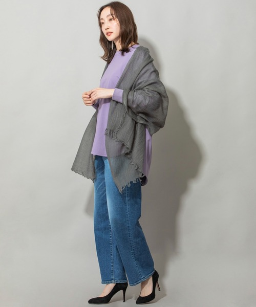 Munich（ミューニック）の「ウールガーゼストール（ストール/ショール・レディース・ブラック/ベージュ/ネイビー/グレー/グリーン/ボルドー・FREE）」の14枚目の写真