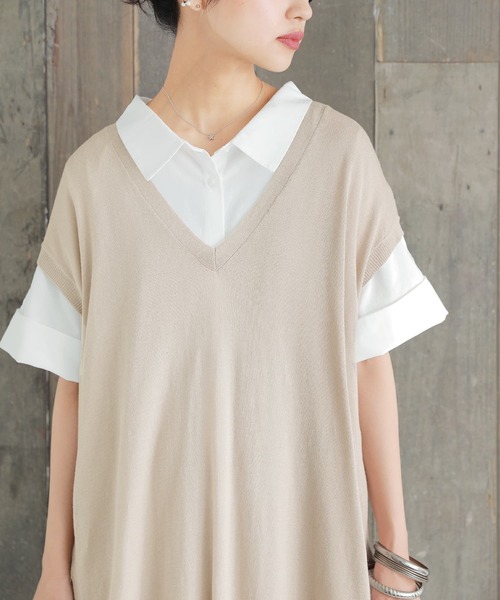 osharewalker（オシャレウォーカー）の「【廃盤】『前後2wayサイドリボンロングニットベスト』（ベスト・レディース・ブラック/ベージュ・FREE）」の8枚目の写真