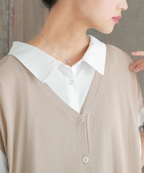 osharewalker（オシャレウォーカー）の「【廃盤】『前後2wayサイドリボンロングニットベスト』（ベスト・レディース・ブラック/ベージュ・FREE）」の10枚目の写真