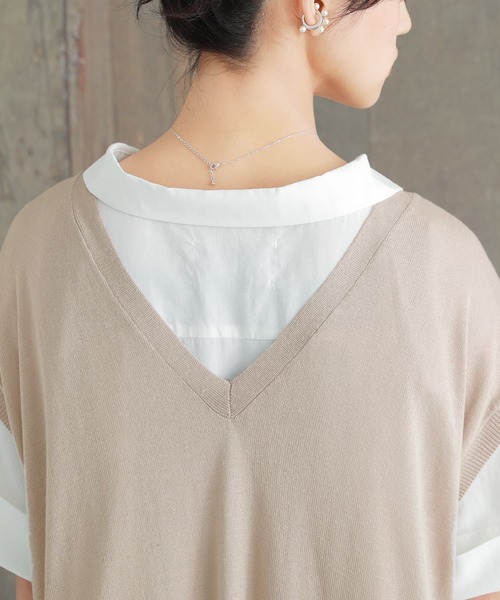 osharewalker（オシャレウォーカー）の「【廃盤】『前後2wayサイドリボンロングニットベスト』（ベスト・レディース・ブラック/ベージュ・FREE）」の11枚目の写真