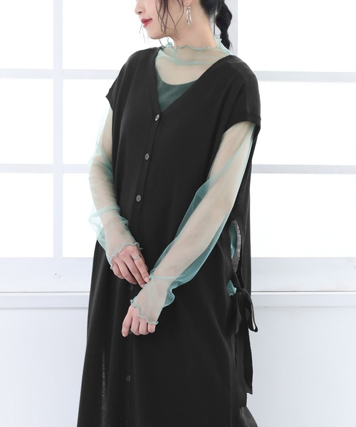 osharewalker（オシャレウォーカー）の「【廃盤】『前後2wayサイドリボンロングニットベスト』（ベスト・レディース・ブラック/ベージュ・FREE）」の15枚目の写真