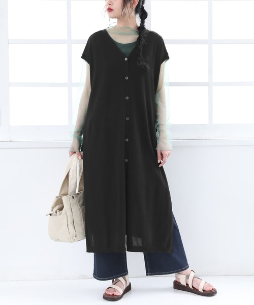 osharewalker（オシャレウォーカー）の「【廃盤】『前後2wayサイドリボンロングニットベスト』（ベスト・レディース・ブラック/ベージュ・FREE）」の12枚目の写真