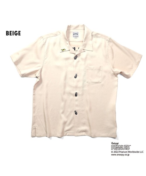 HOUSTON(ヒューストン)の「HOUSTON ピーナッツ ボーリングシャツ (フライングエース)(シャツ/ブラウス・メンズ・ベージュ/ブラック・LARGE/MEDIUM/SMALL/XX-LARGE/X-LARGE)」の4枚目の写真