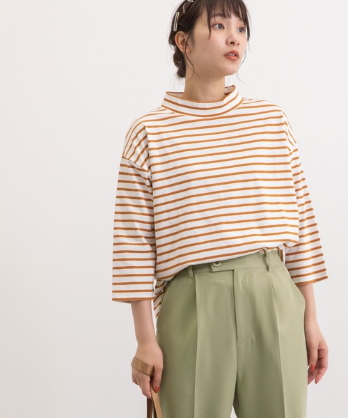 POU DOU DOU(プードゥドゥ)の「クラシックパターンボトルネックTee(Tシャツ/カットソー・レディース・キナリ/ブラック/オレンジ/グリーン・3)」の18枚目の写真