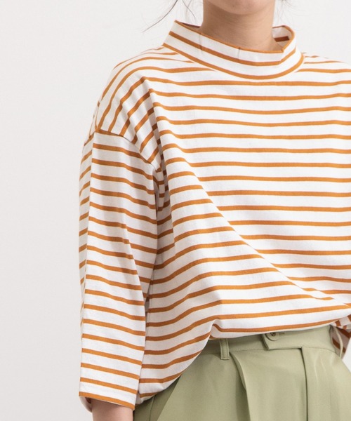 POU DOU DOU(プードゥドゥ)の「クラシックパターンボトルネックTee(Tシャツ/カットソー・レディース・キナリ/ブラック/オレンジ/グリーン・3)」の14枚目の写真