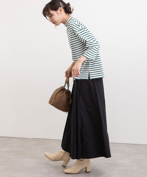 POU DOU DOU(プードゥドゥ)の「クラシックパターンボトルネックTee(Tシャツ/カットソー・レディース・キナリ/ブラック/オレンジ/グリーン・3)」の7枚目の写真